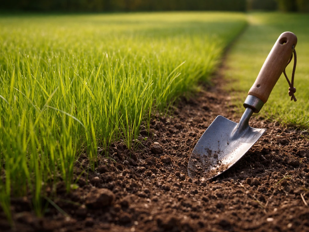 Jong ingezaaid gazon met gras van ongeveer 8–10 cm, klaar voor de eerste maaironde.