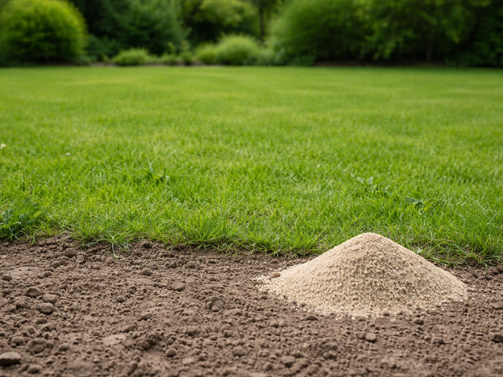 Groen gazon in actieve groei met werkbare, droge bodem—ideale ‘wel’-situatie voor bezanden.